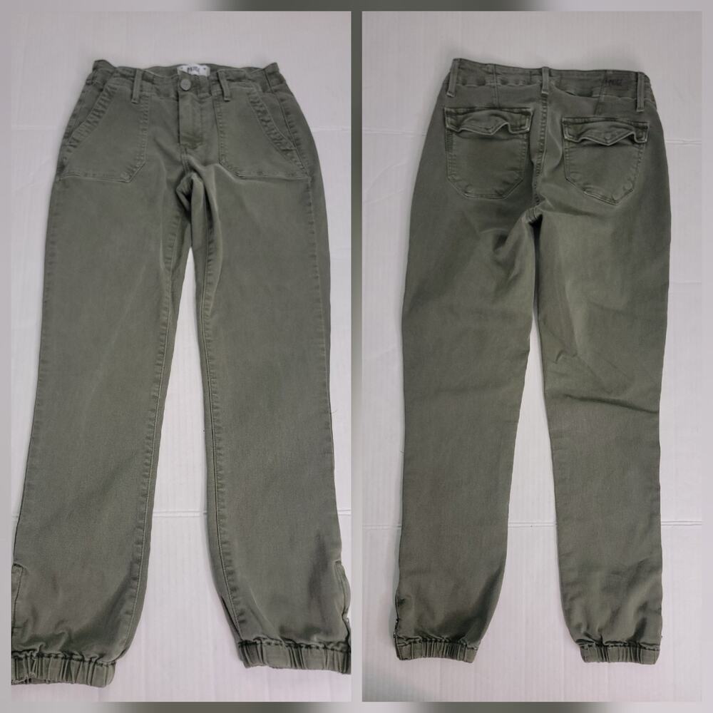 Paige Pants Womens 24 Mayslie Jogger Ankle Vintage Green Flap Pockets
